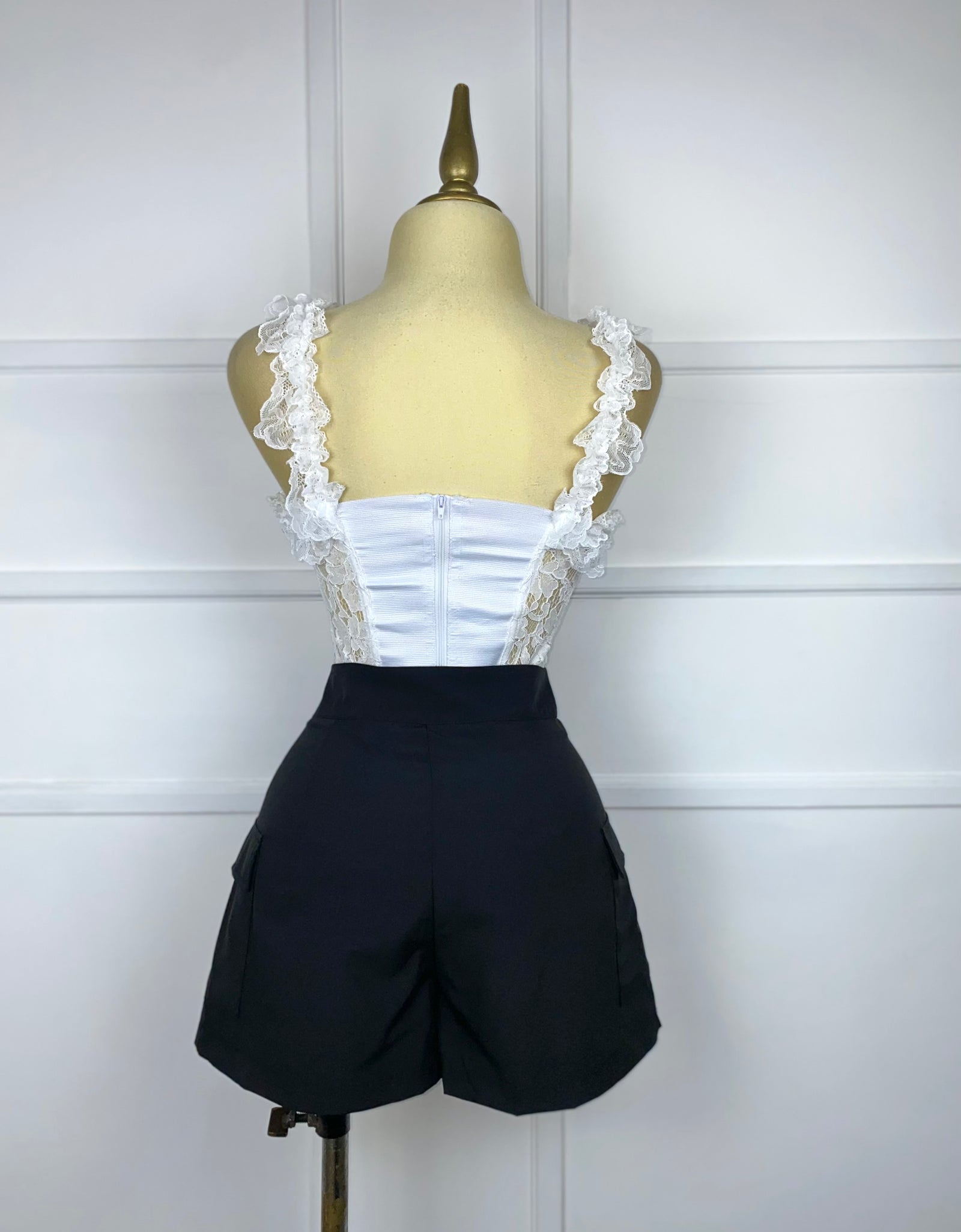 Short falda negro tipo cargo