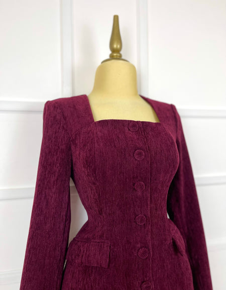 Set tinto gamuza con botones