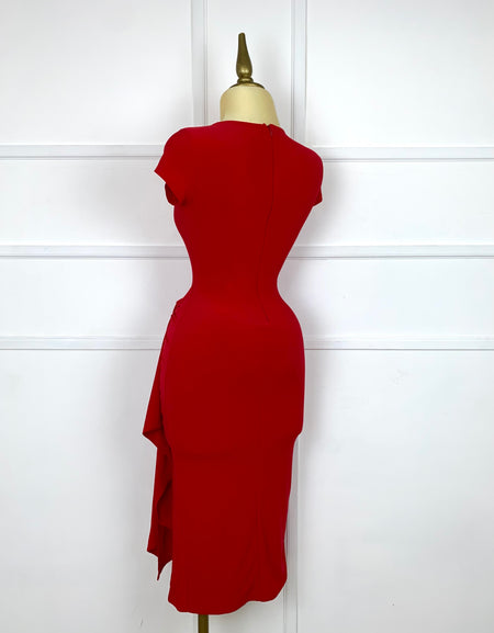 Vestido midi rojo liso