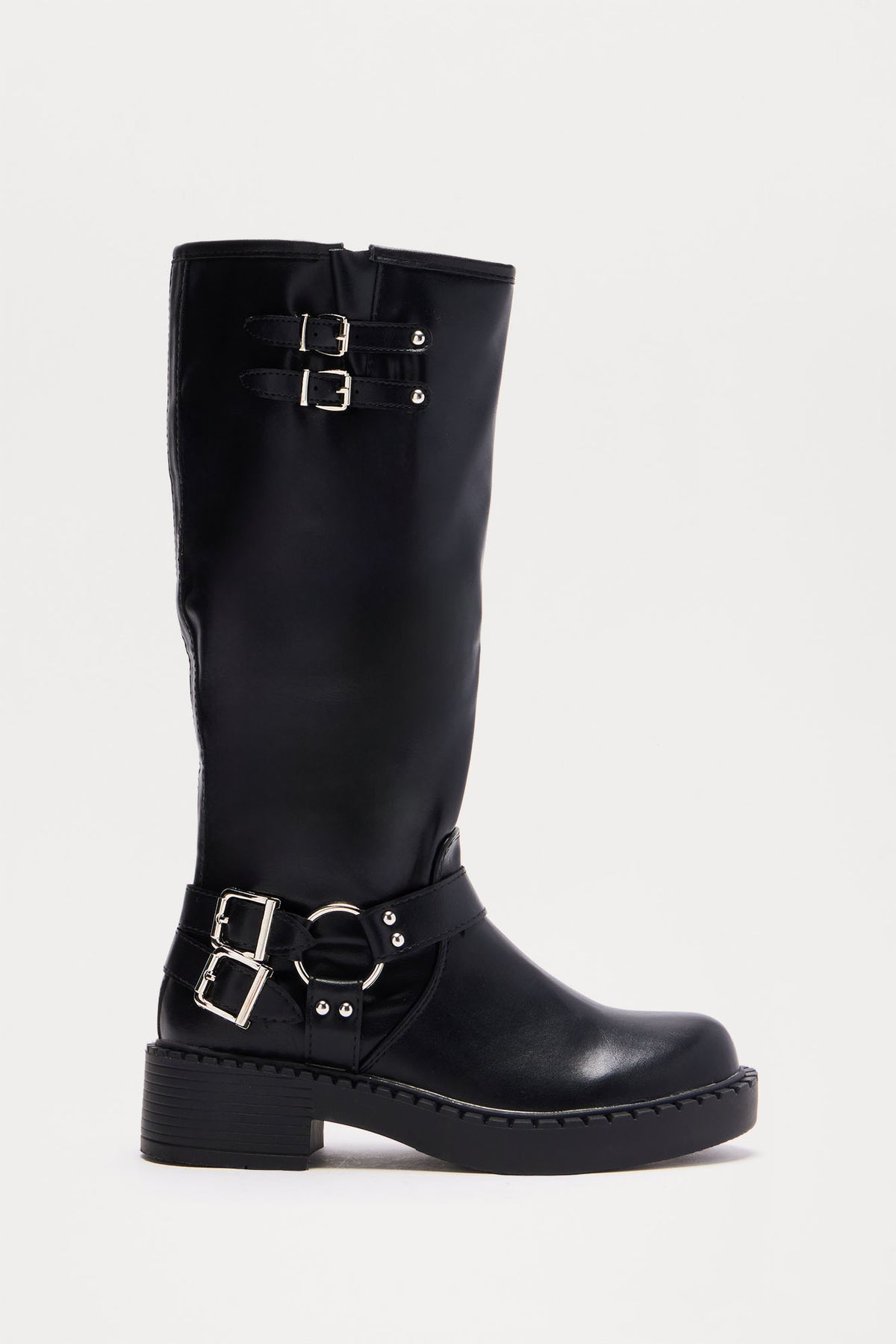 Botas negras hebilla plata