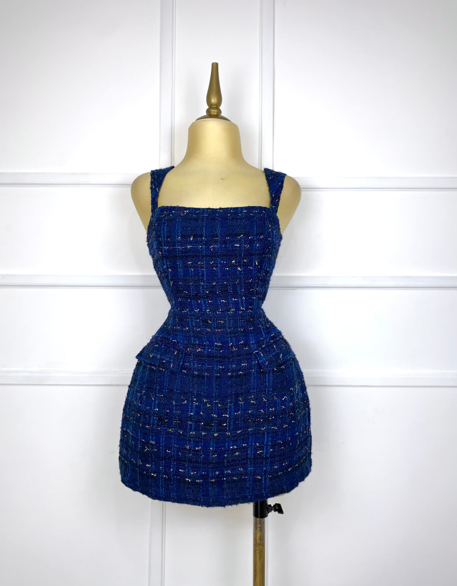 Jumper tweed azul con dorado