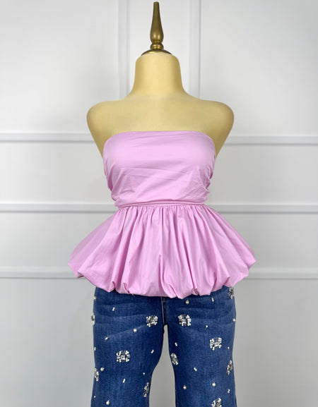 Blusa rosa tipo globo