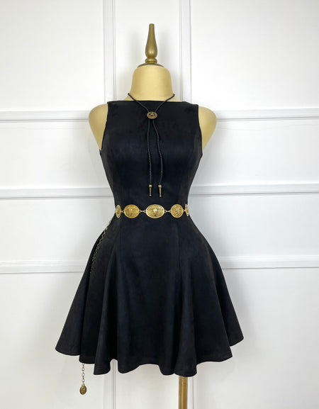 Vestido negro gamuza