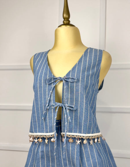 Set denim con conchas