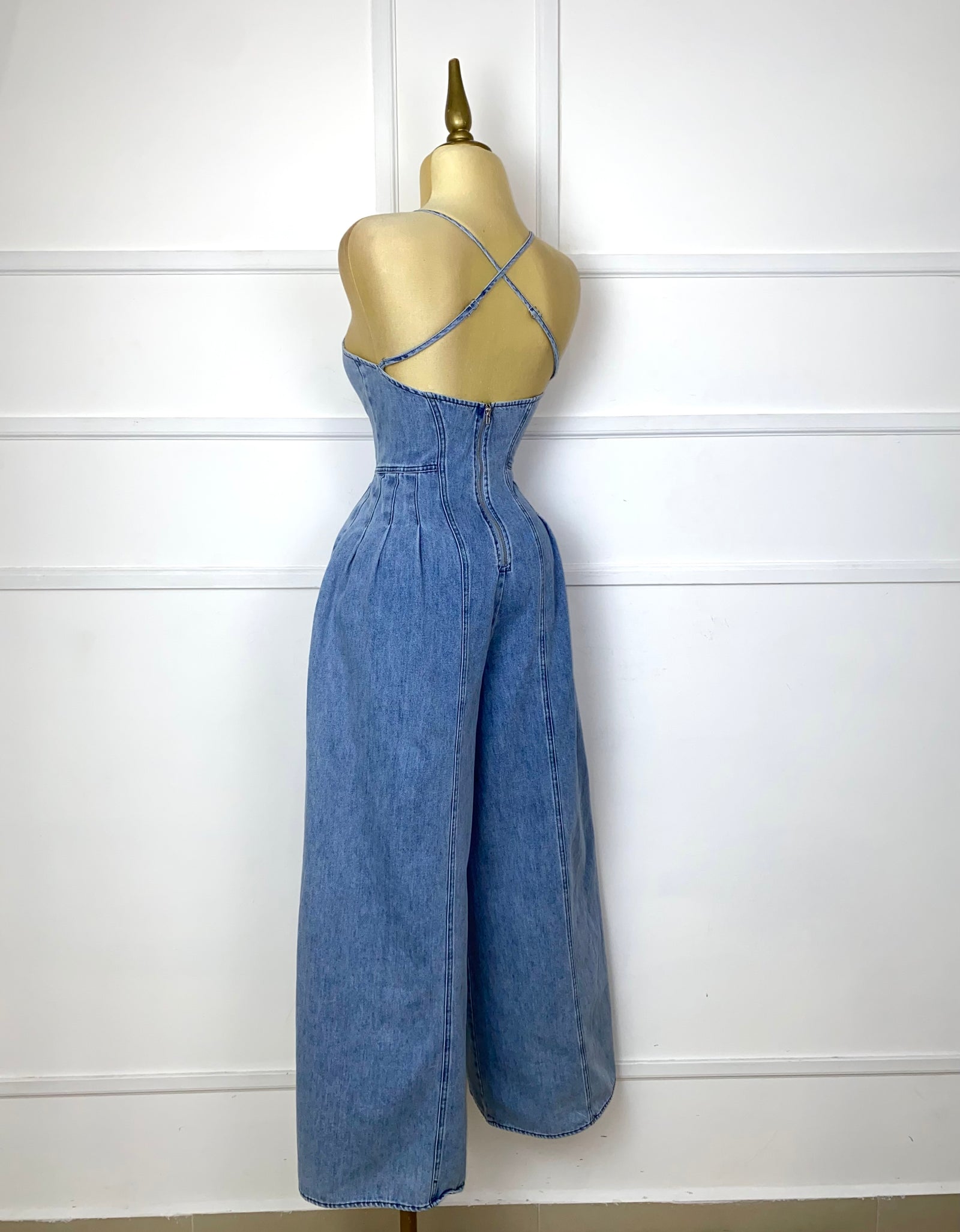 Palazzo de mezclilla con cierre