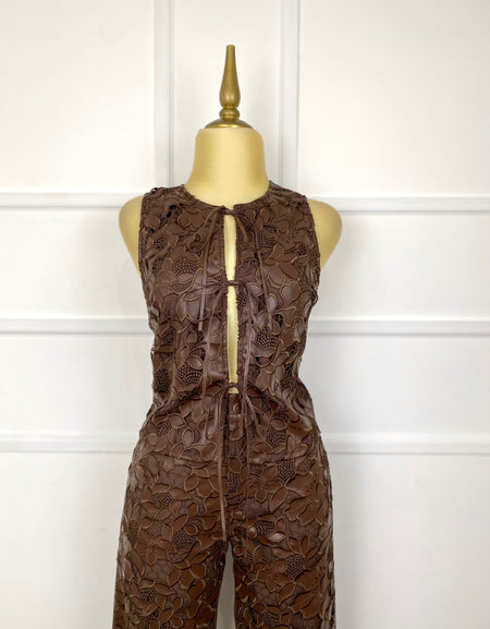 Set café chocolate vinipiel con flores