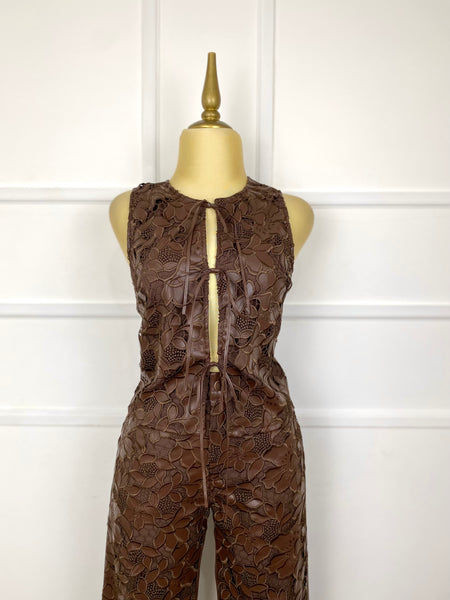 Set café chocolate vinipiel con flores