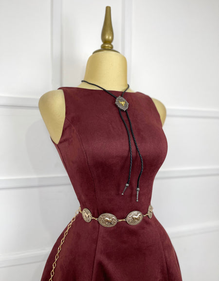 Vestido tinto gamuza