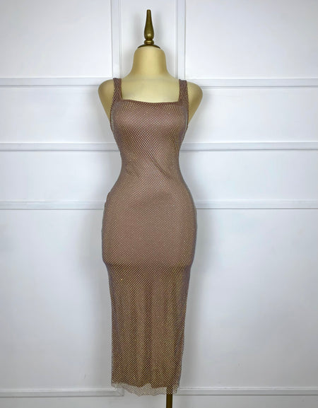 Vestido midi con pedrería