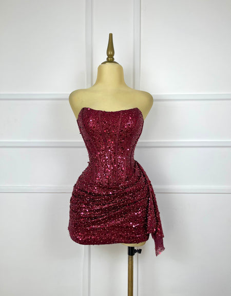 Vestido corto tinto glitter
