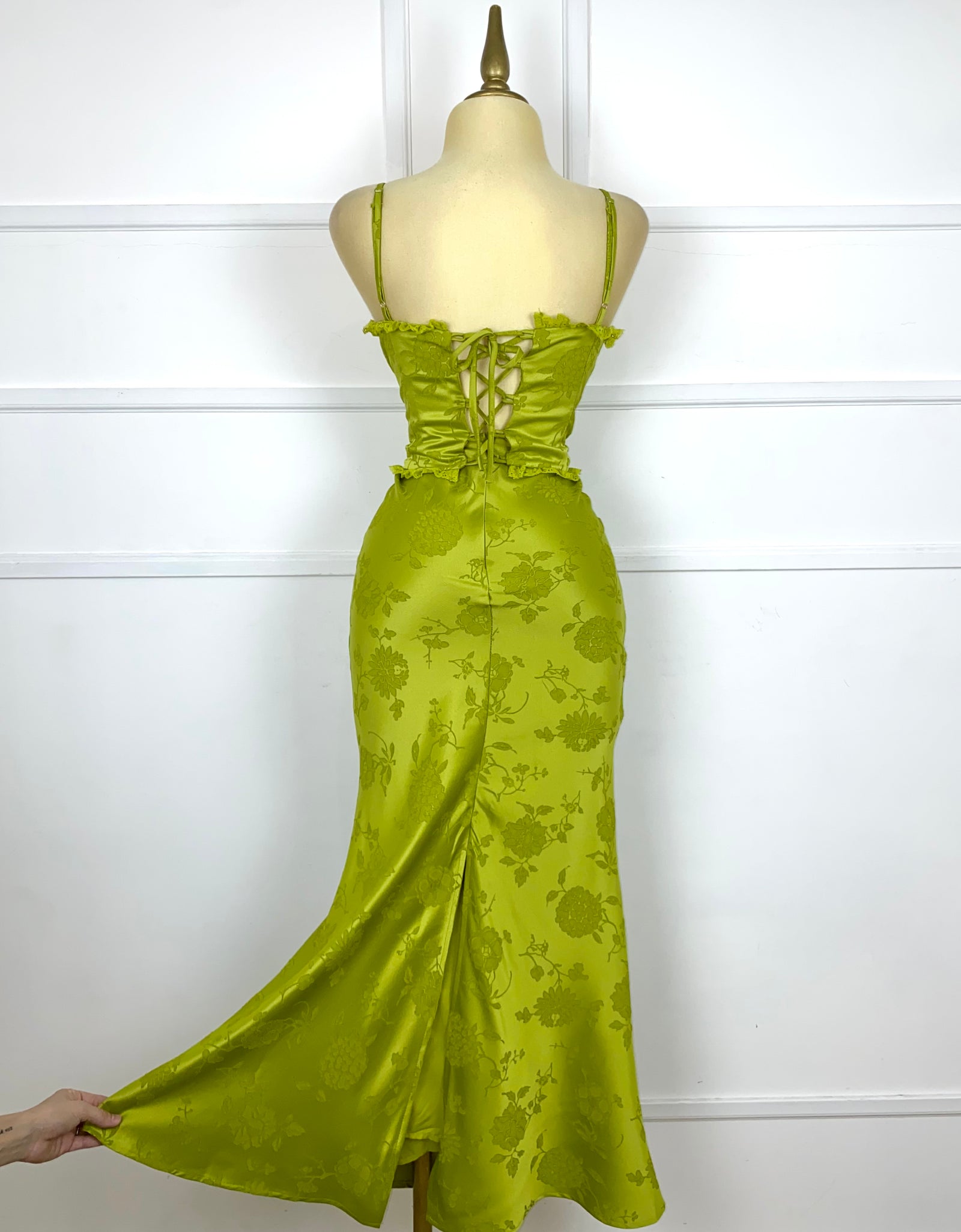 Set verde estampado con listón