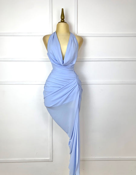 Vestido baby blue asimétrico