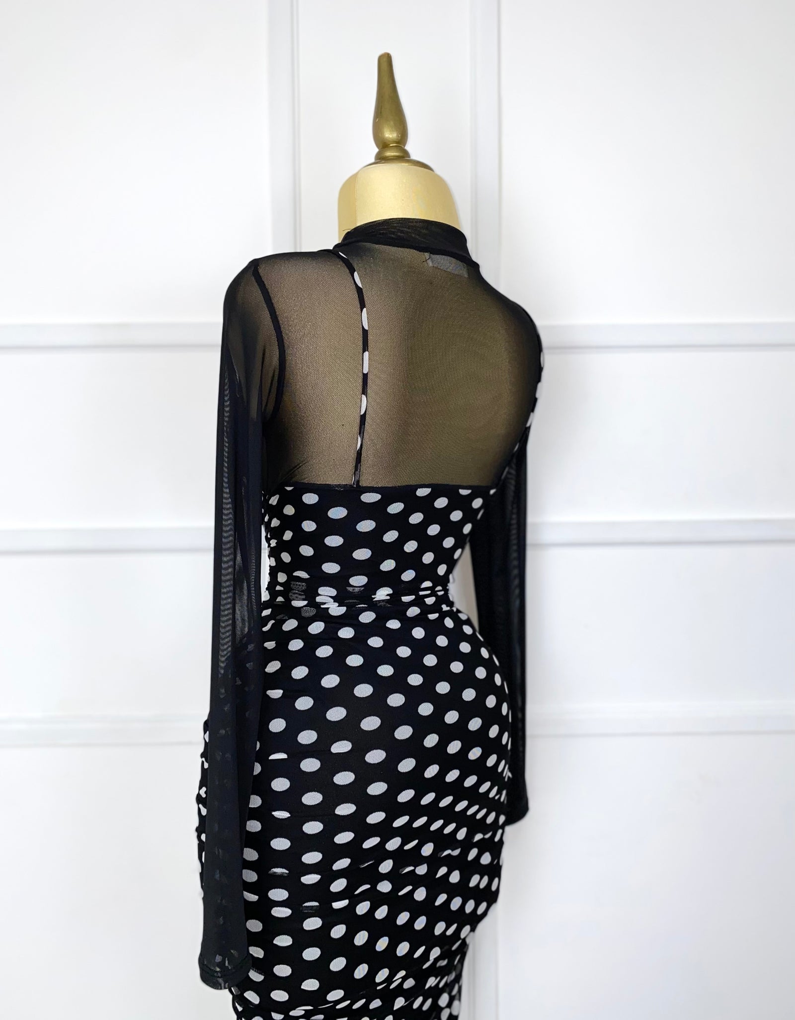 Vestido negro mesh polka dots