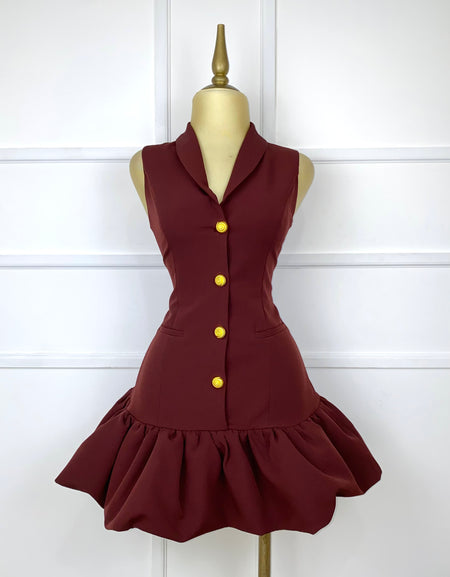 Vestido bombacho botones dorados