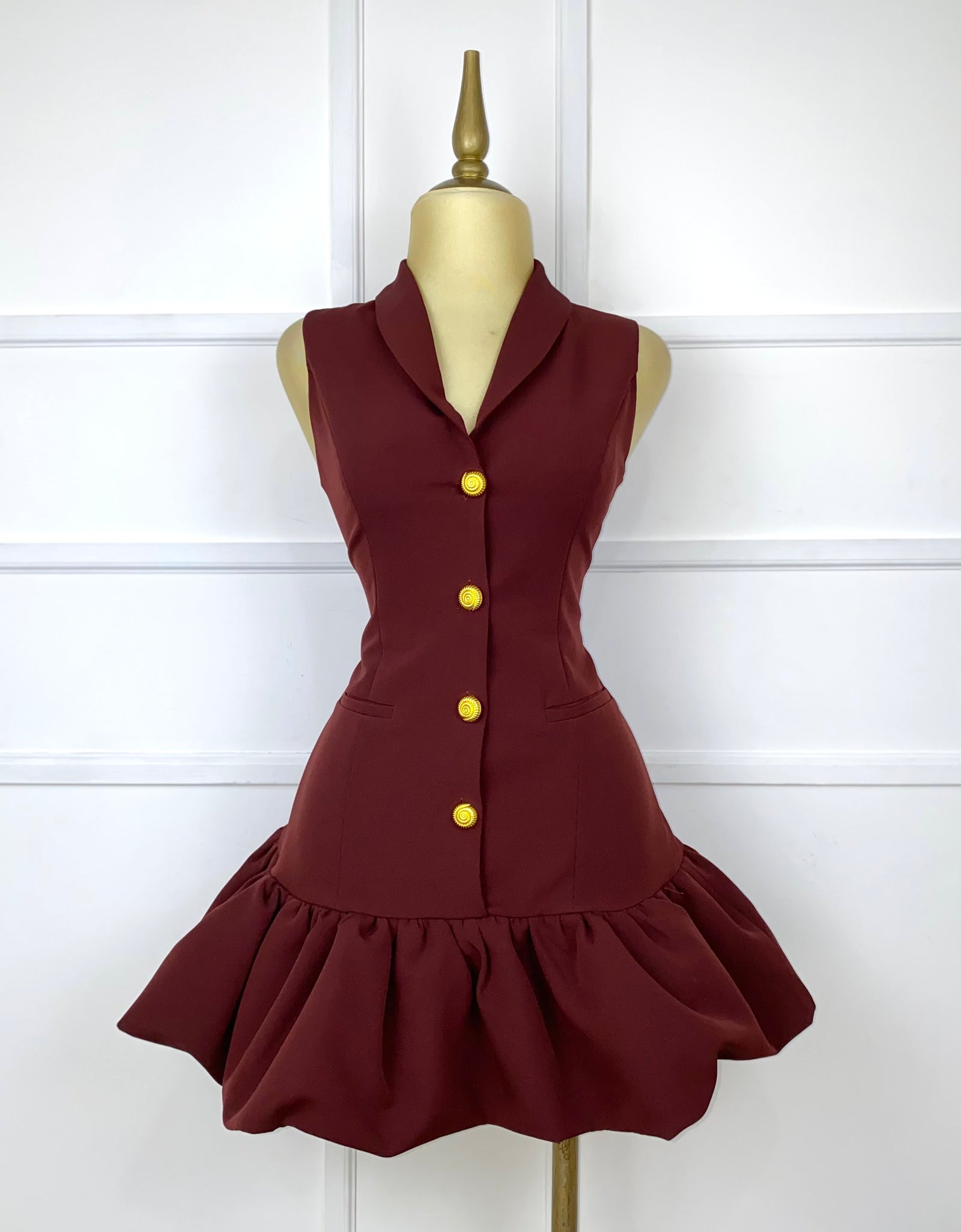 Vestido bombacho botones dorados