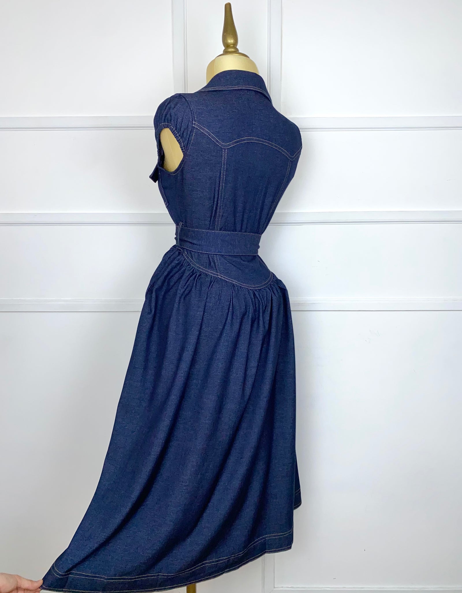 Vestido mezclilla midi con listón