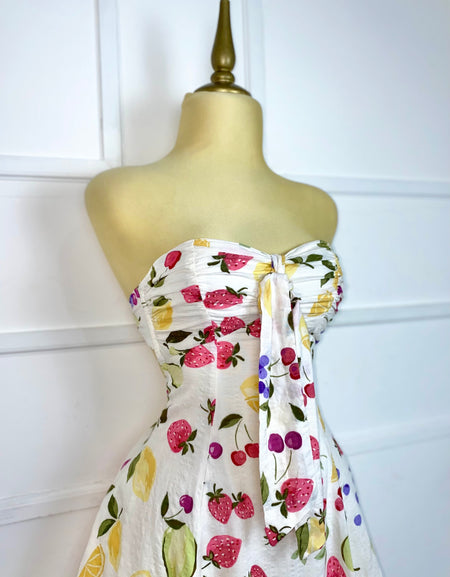 Vestido corto estampado frutal
