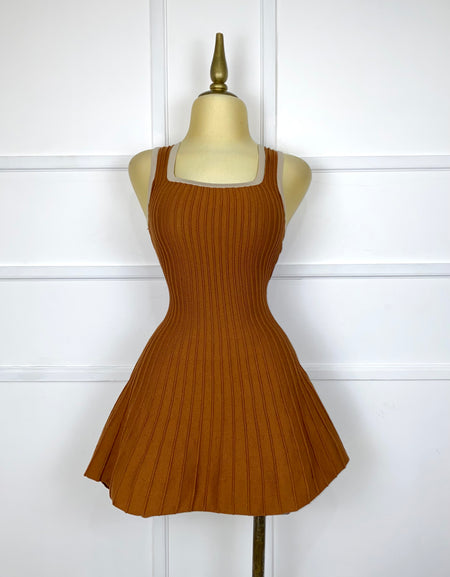 Vestido camel de punto corte A