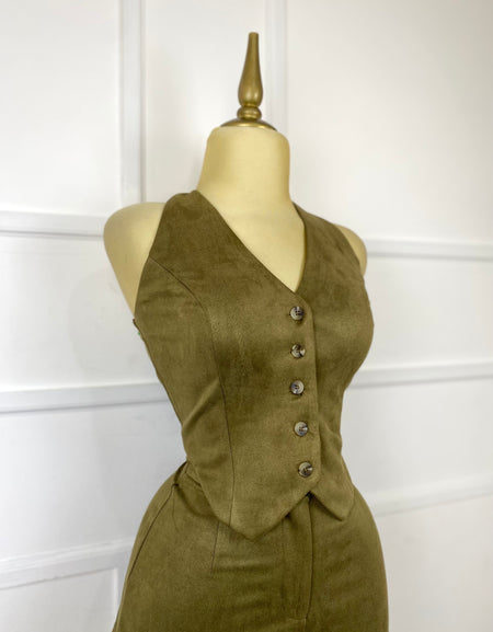 Jumper verde gamuza con botones