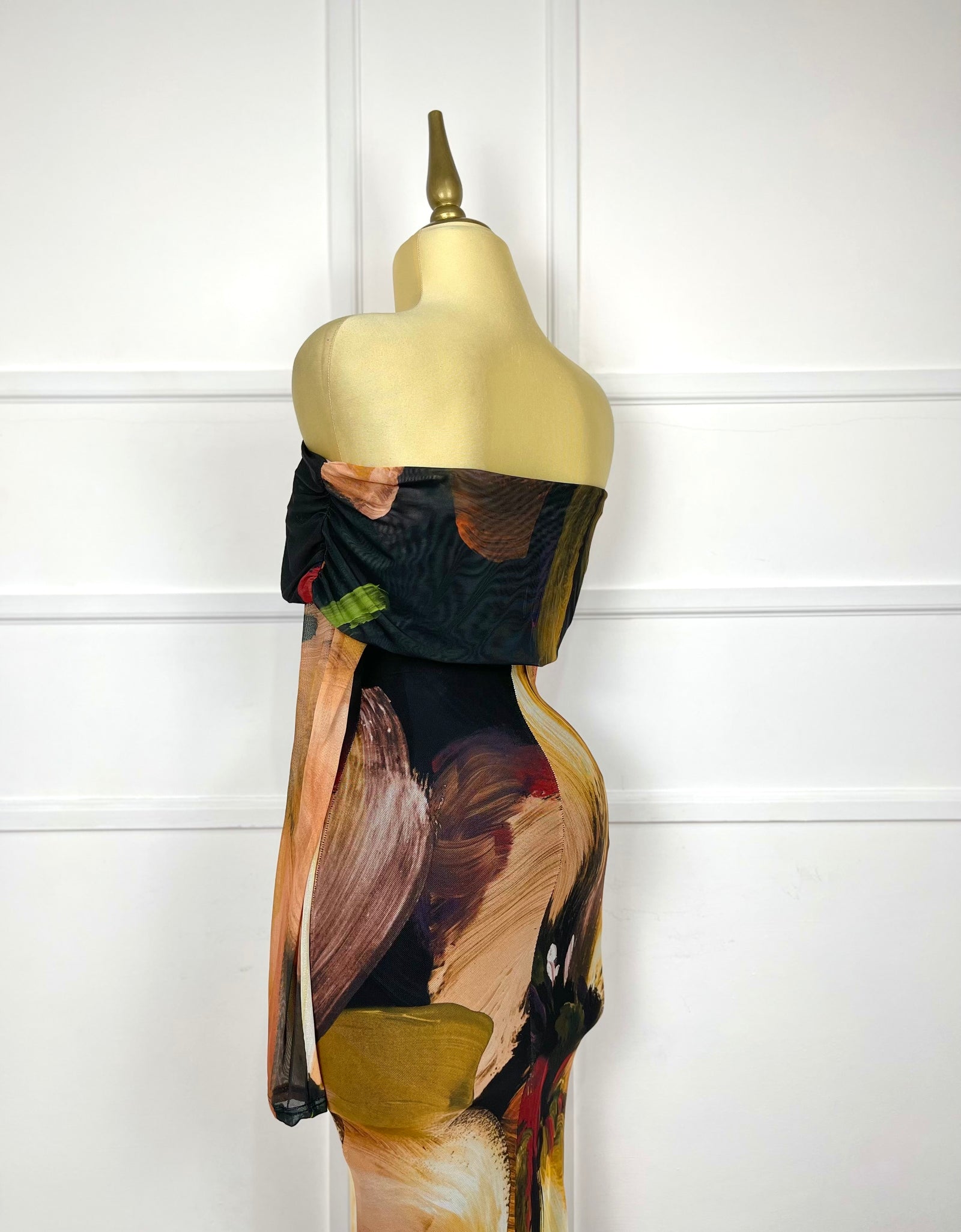 Vestido mesh con estampado