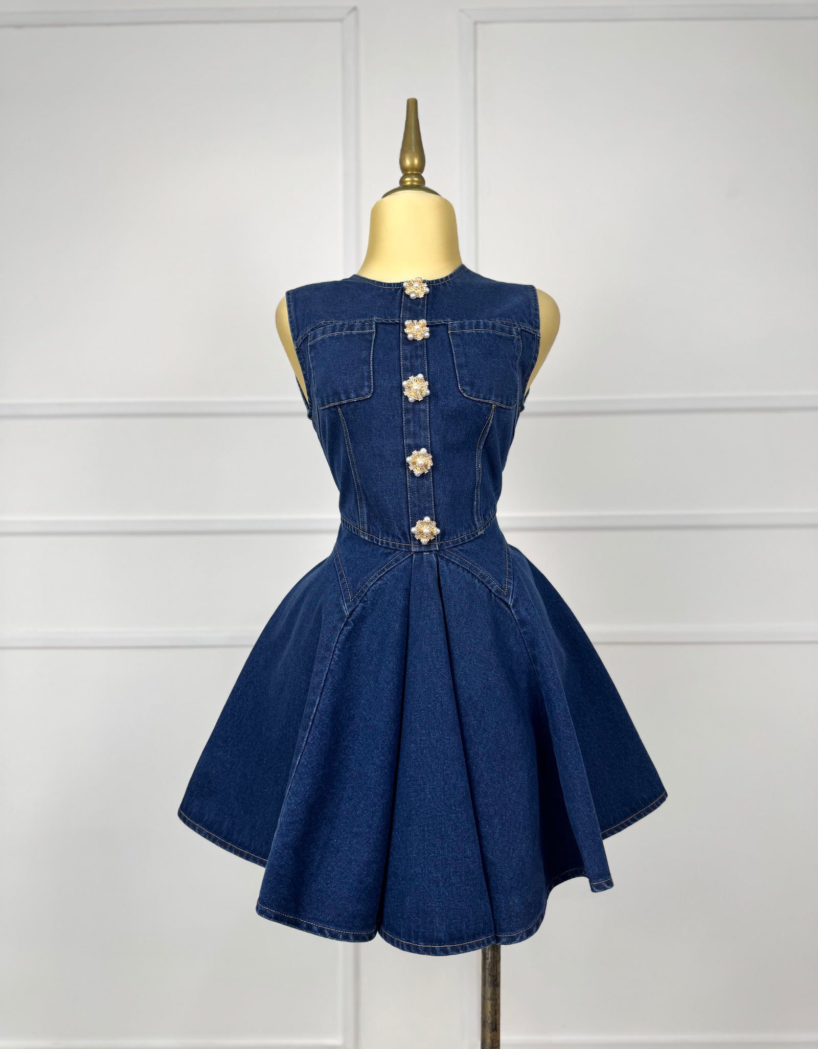 Vestido mezclilla con pedrería