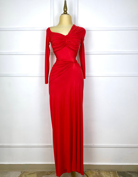 Vestido largo con drapeado