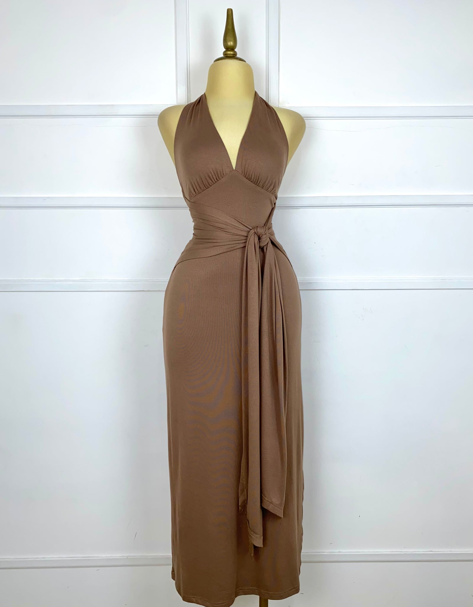 Vestido café strecth