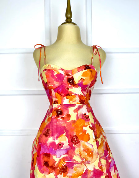 Vestido midi estampado de flores