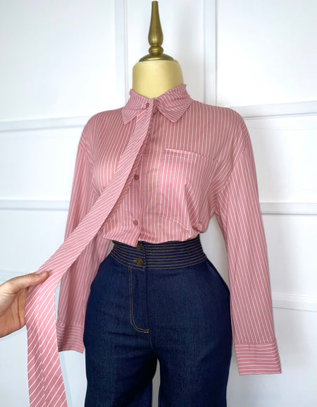 Camisa líneas con corbata (2 colores)