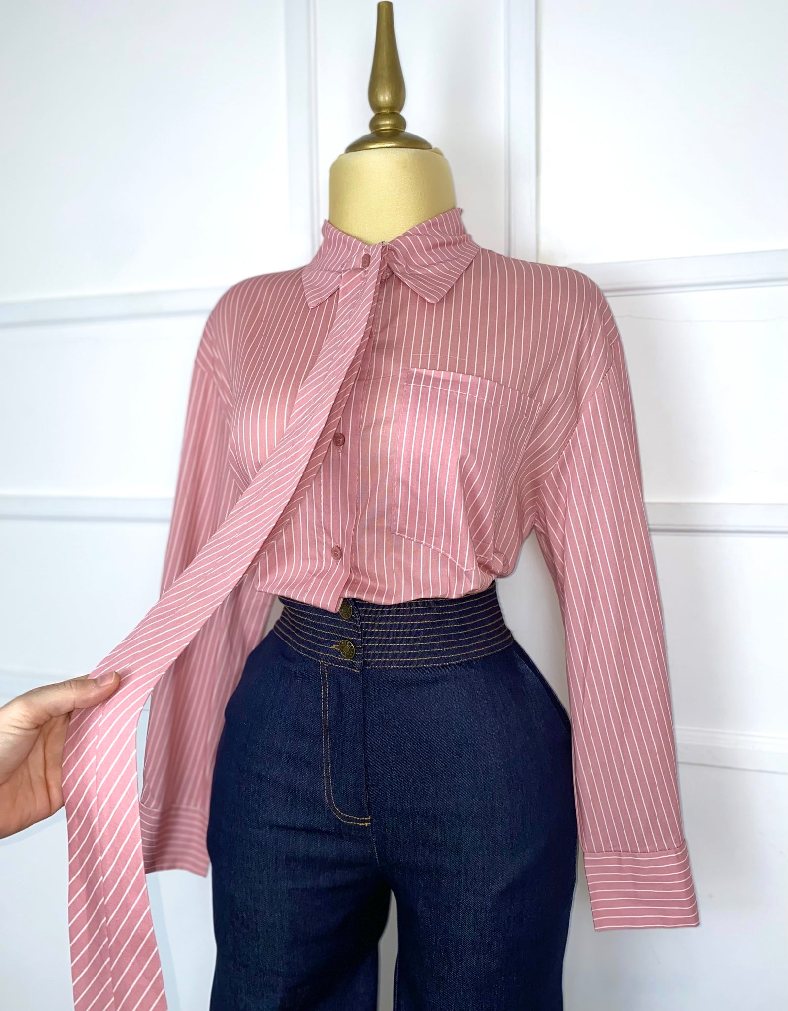 Camisa líneas con corbata (2 colores)