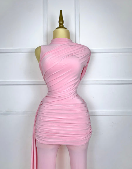 Set rosa asimétrico stretch