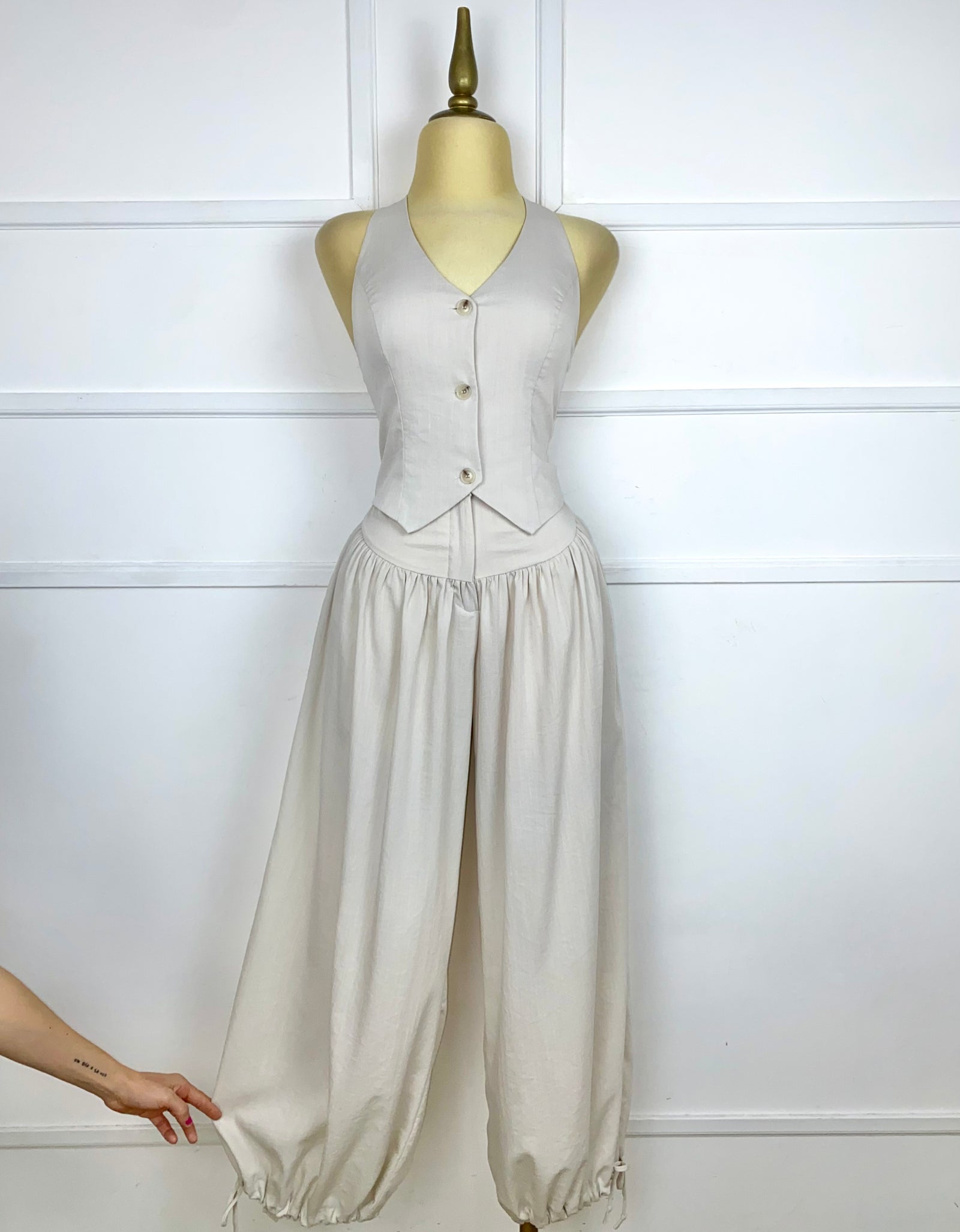 Set halter beige tipo lino
