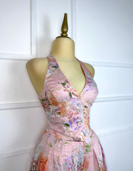 Set rosa estampado floral