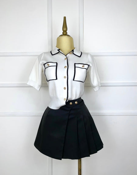 Set black & white botones dorados