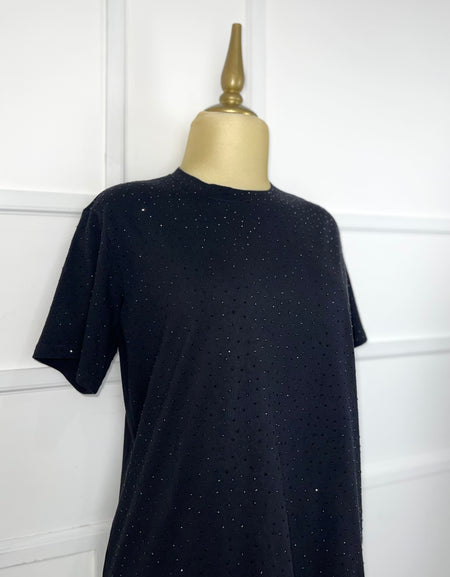 Blusa negra con pedreria