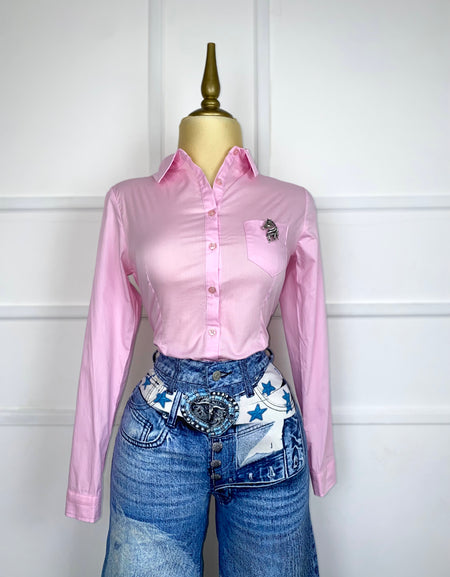 Camisa rosa lisa