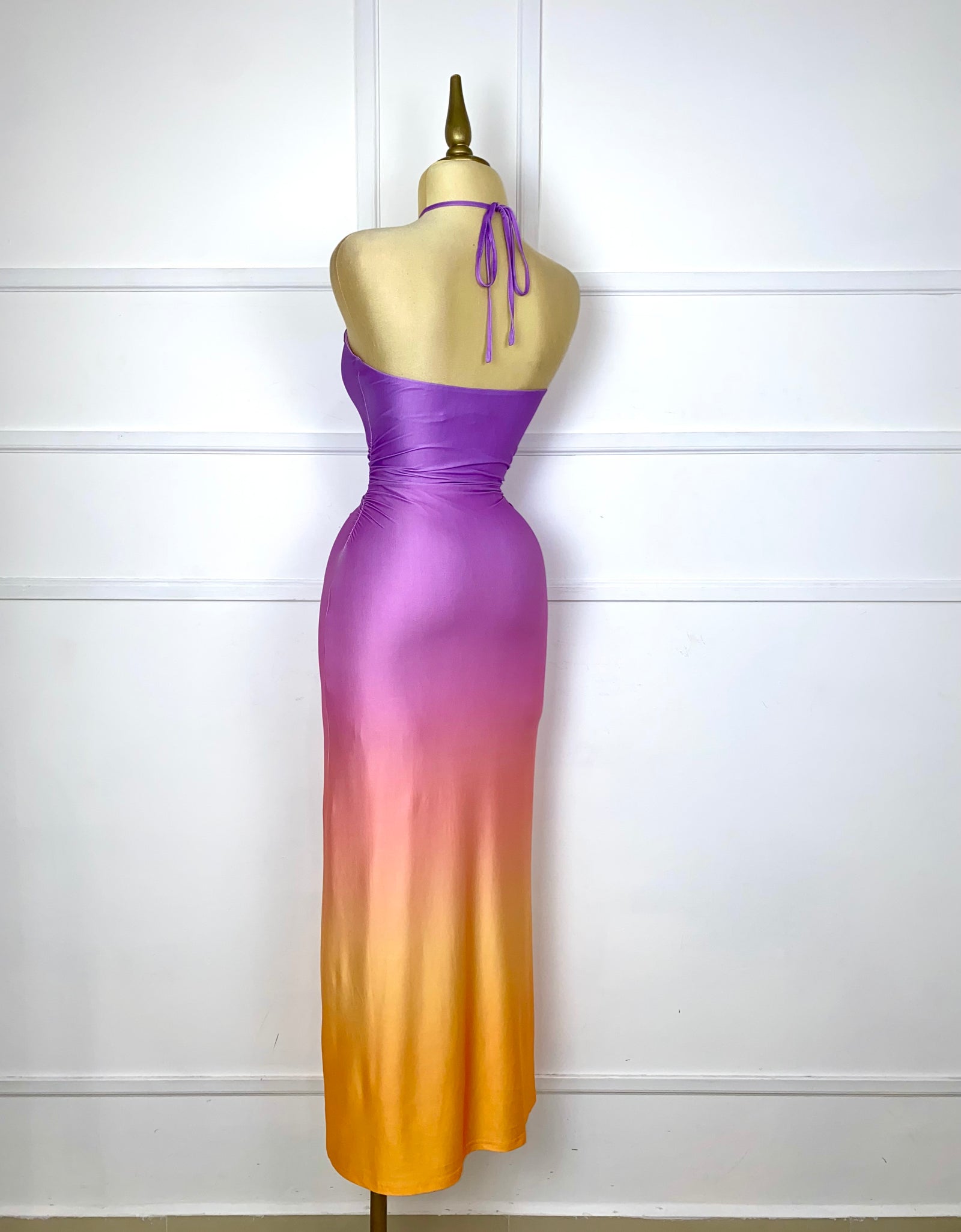 Vestido halter largo multicolor