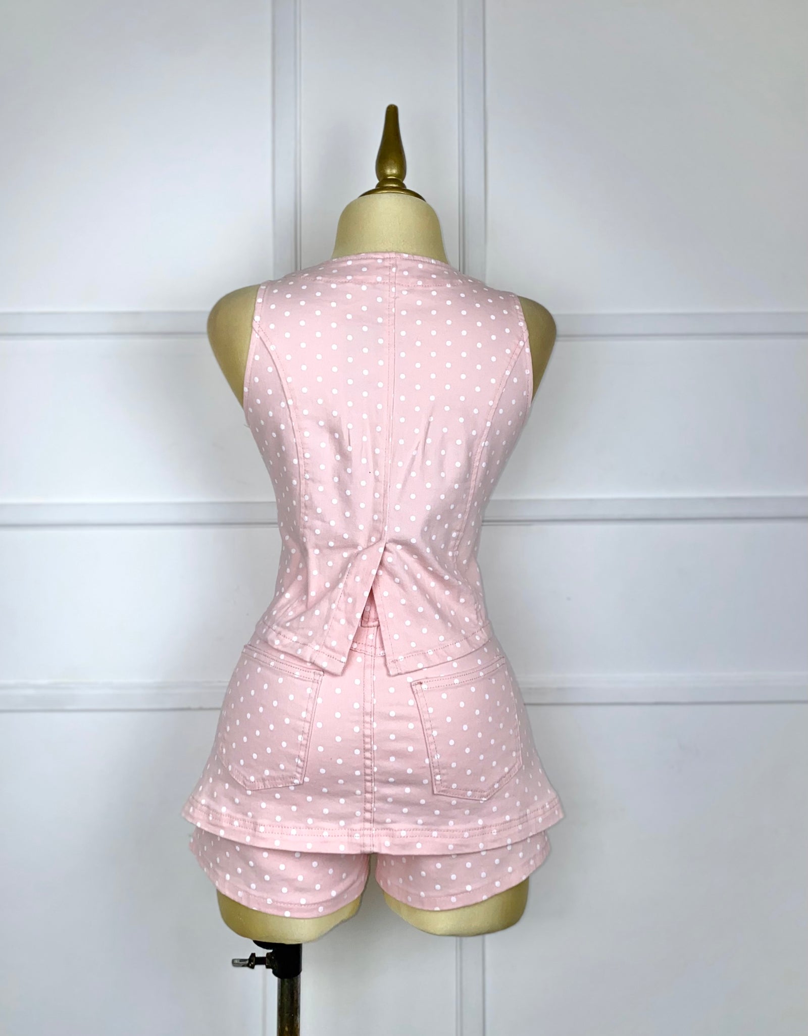 Set de mezclilla rosa polka dots
