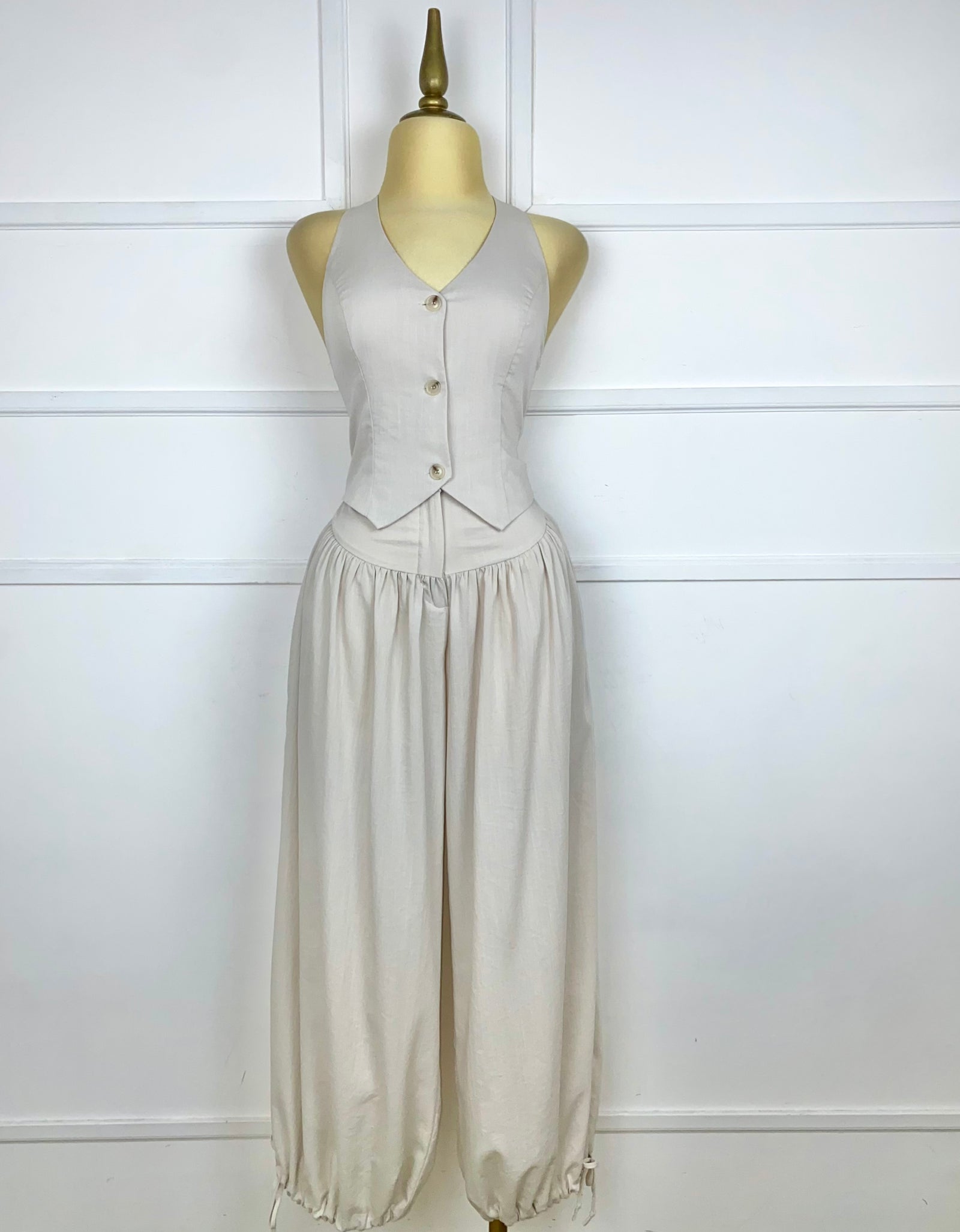 Set halter beige tipo lino