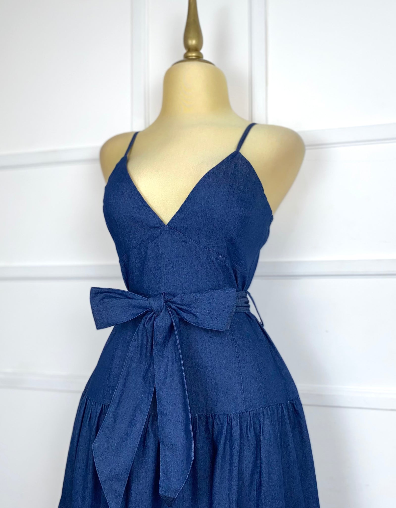 Vestido mezclilla largo con listón