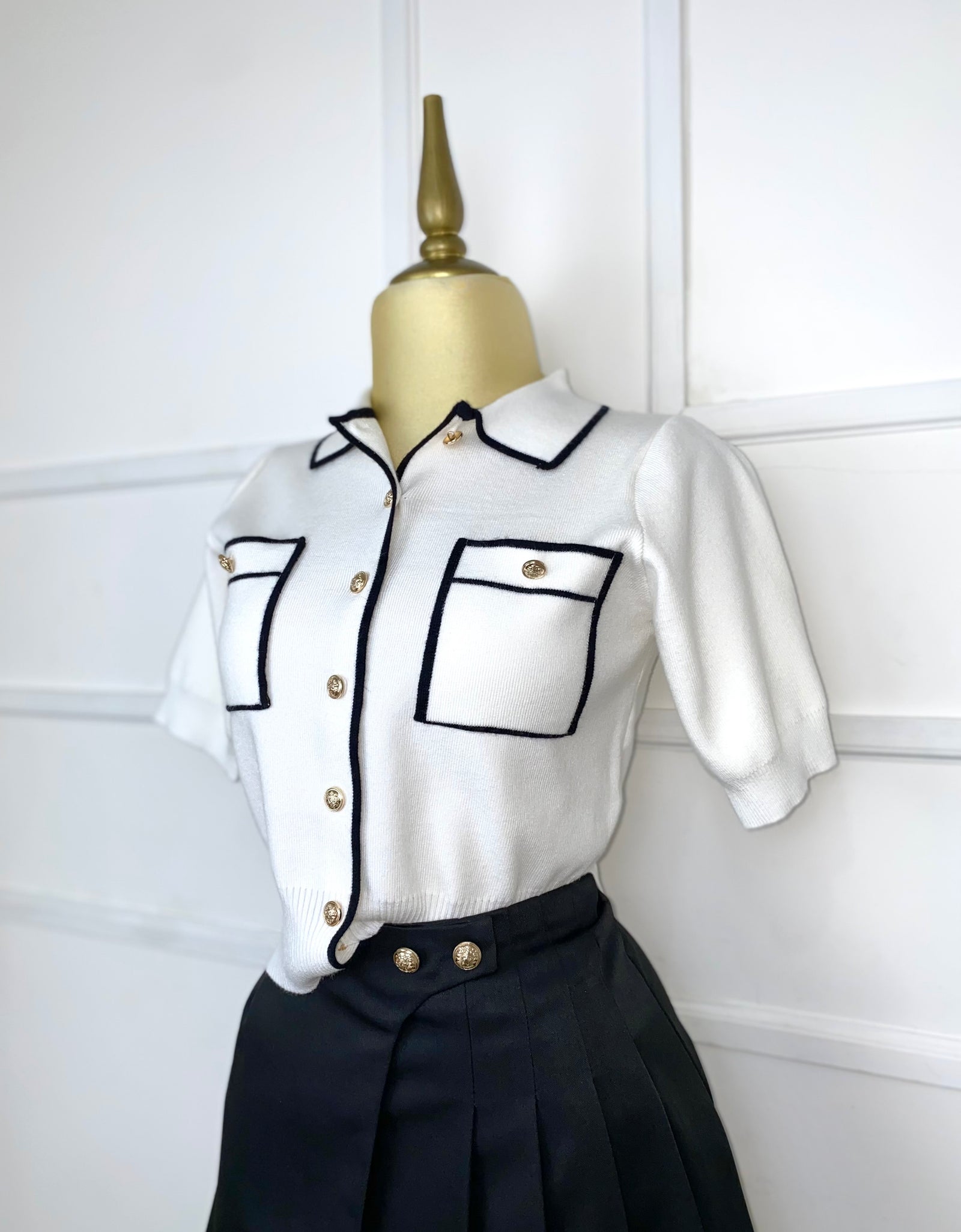 Set black & white botones dorados