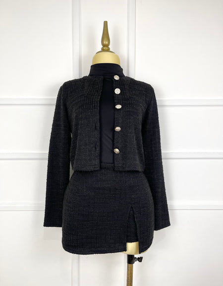 Blazer negro tweed ligero