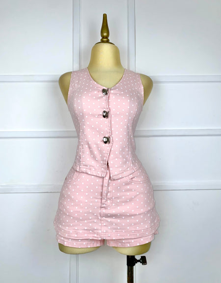Set de mezclilla rosa polka dots