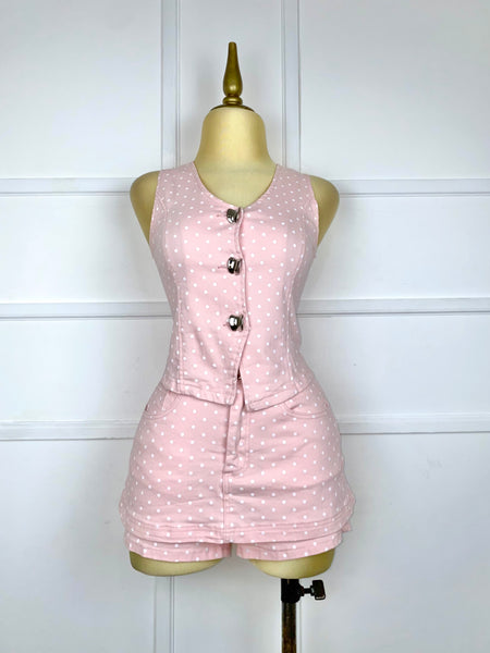 Set de mezclilla rosa polka dots