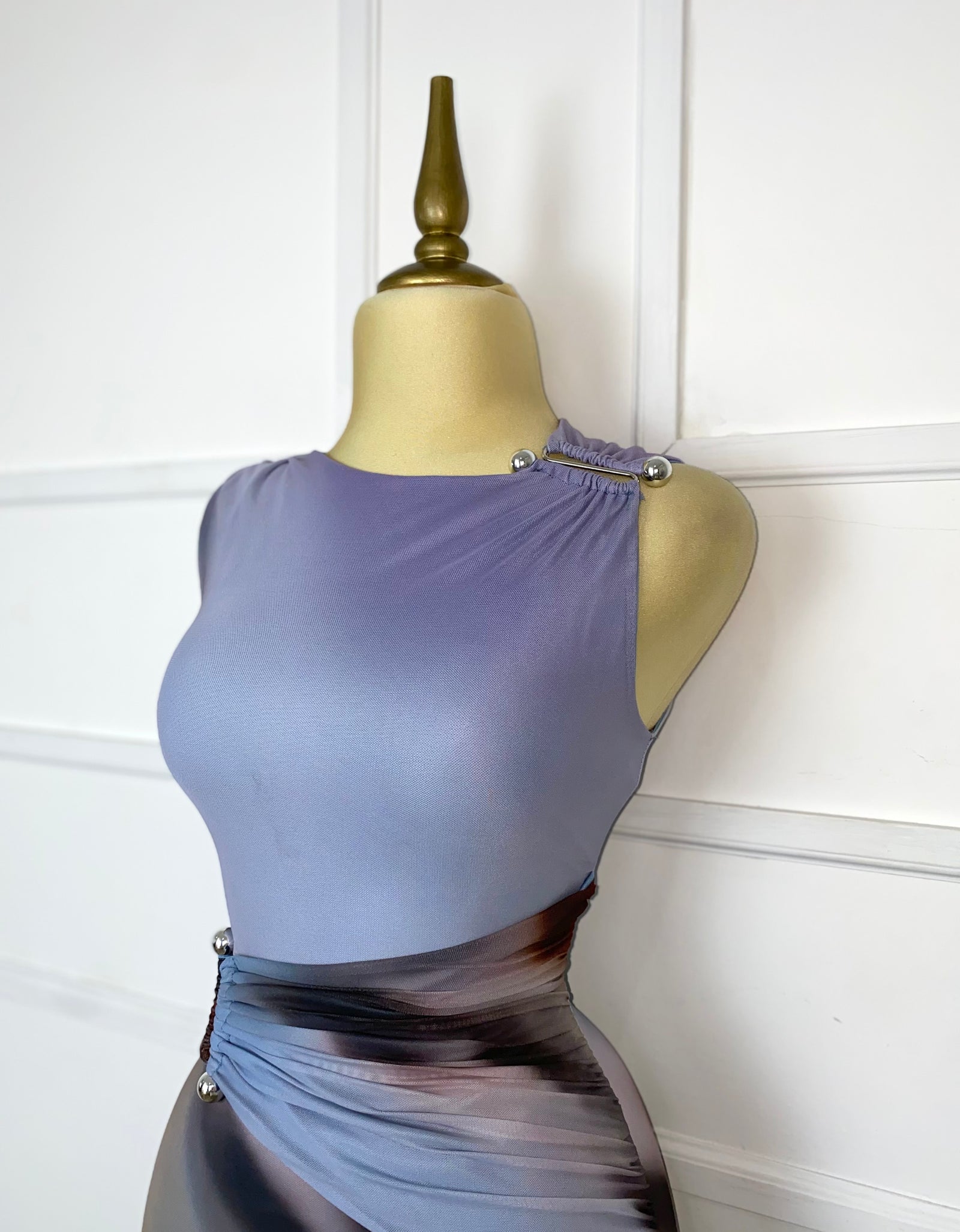 Vestido midi mesh estampado