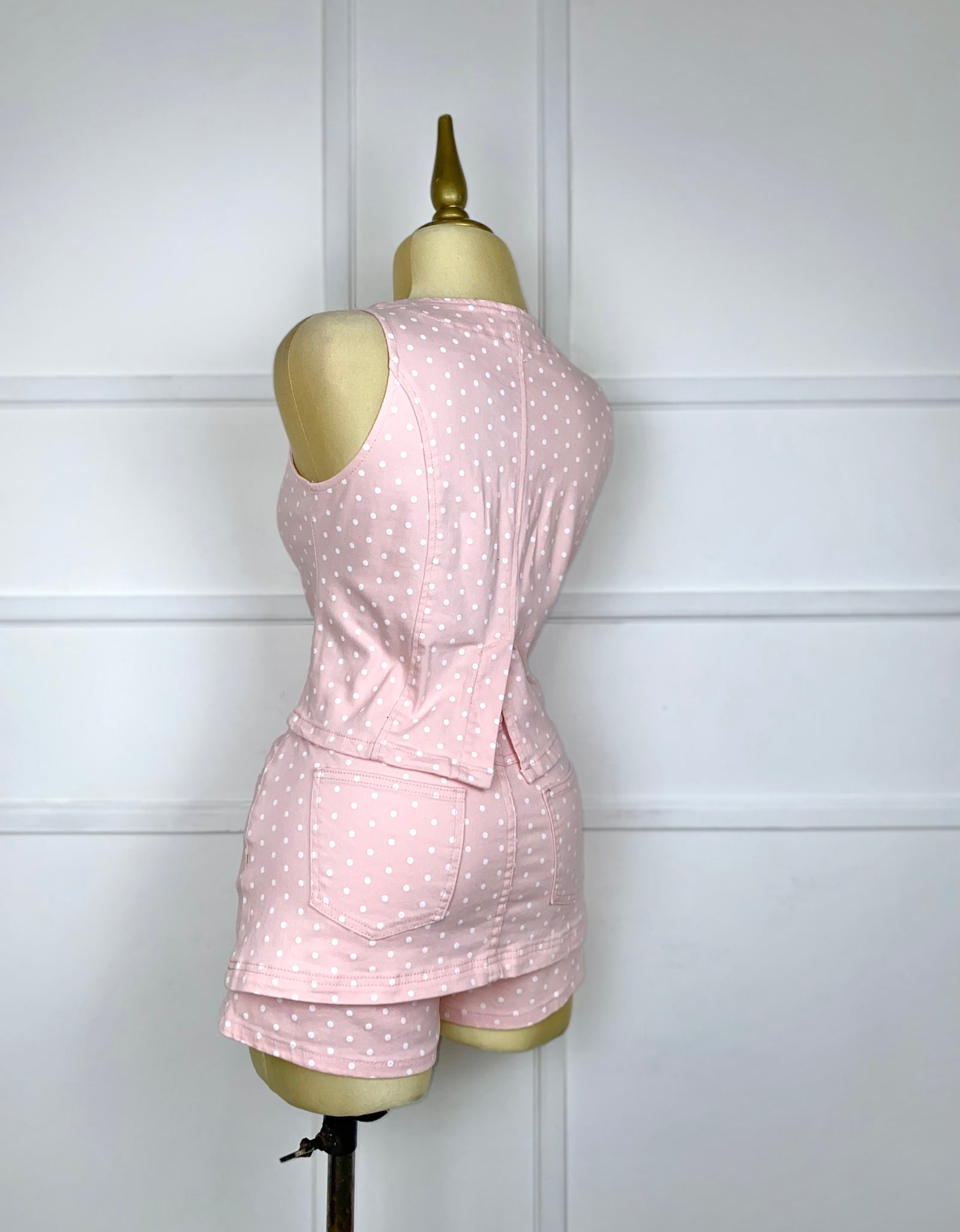 Set de mezclilla rosa polka dots