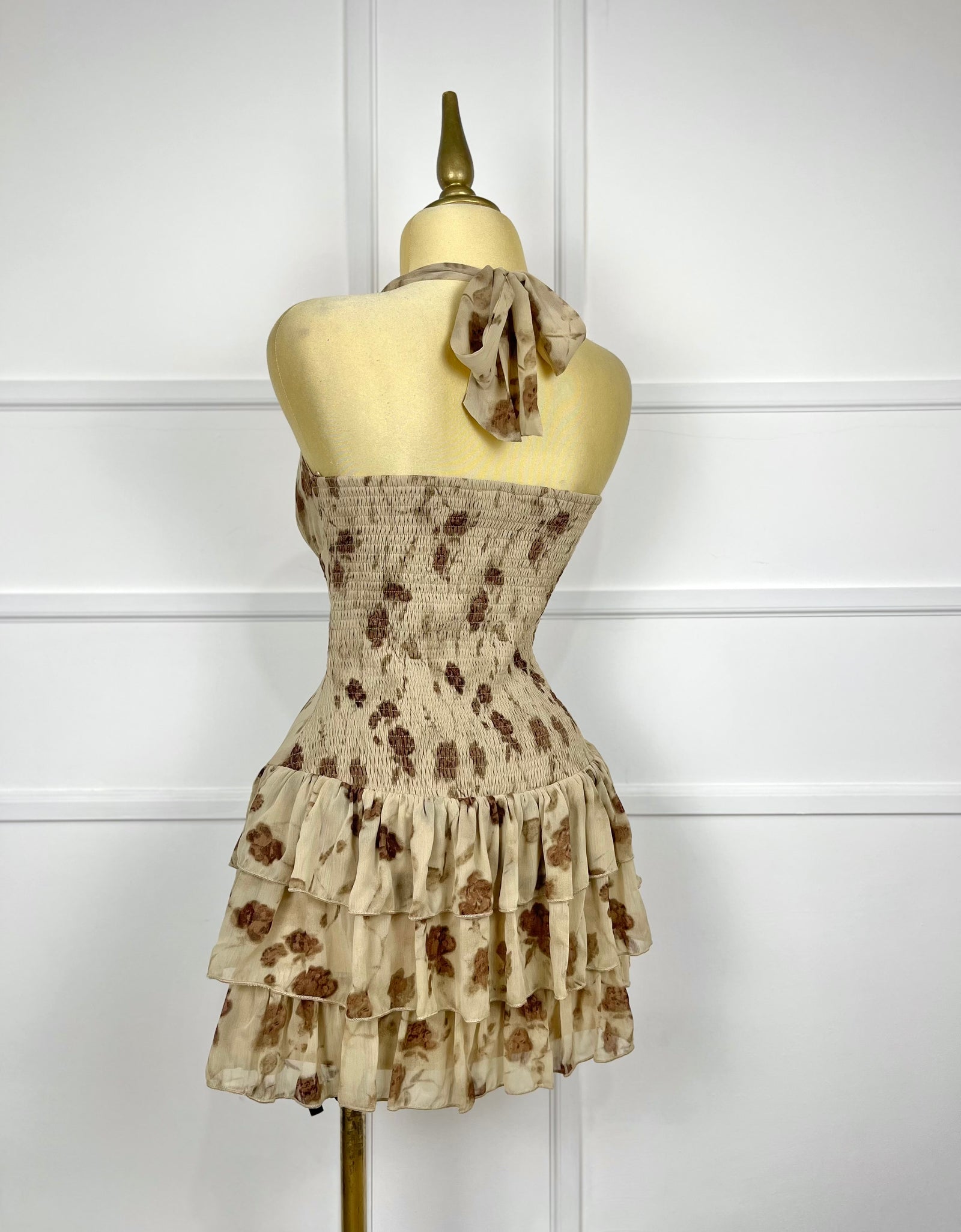 Vestido estampado corto con cordones