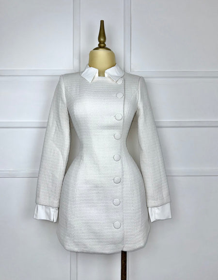 Vestido corto crema tweed