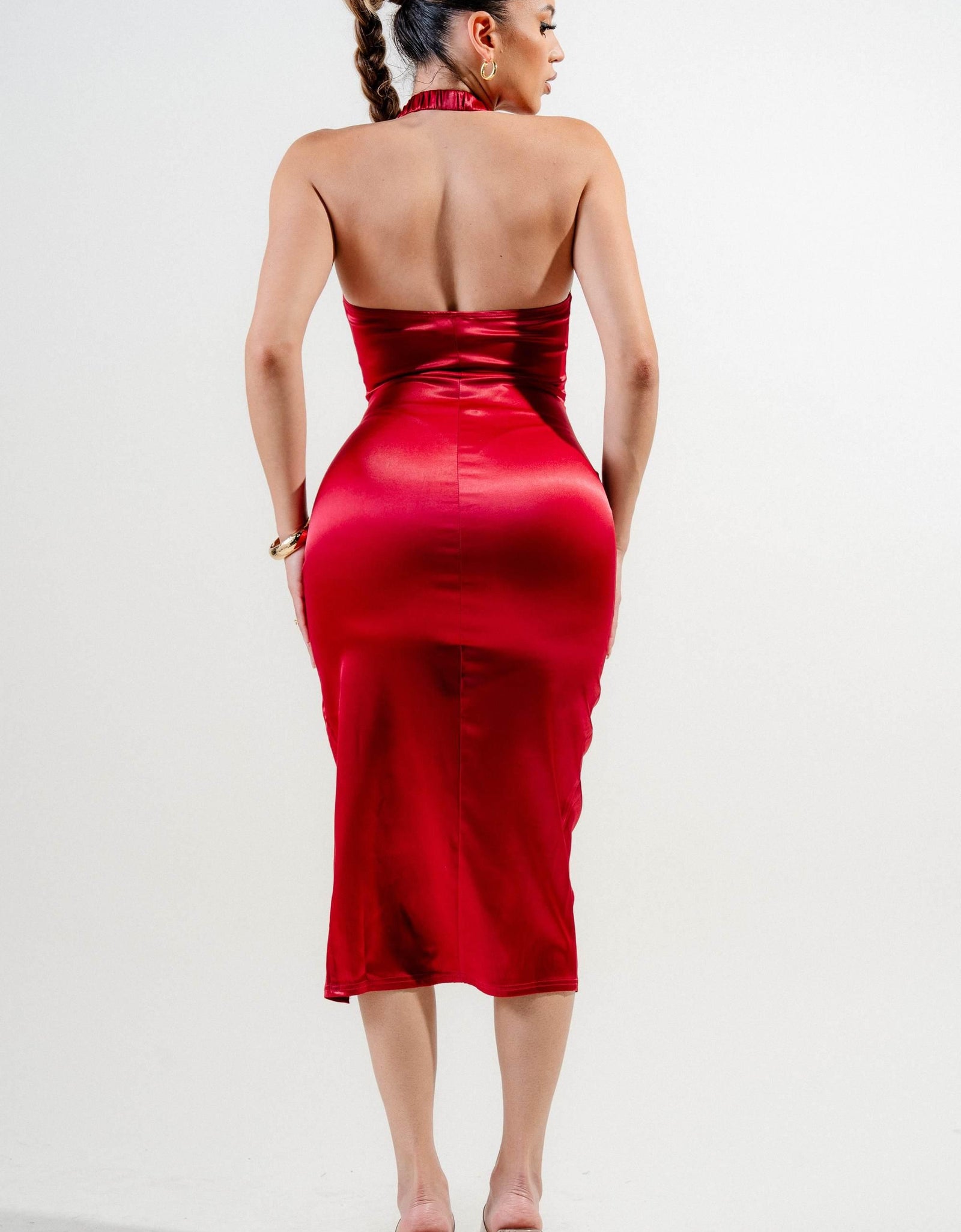 Vestido tinto satinado