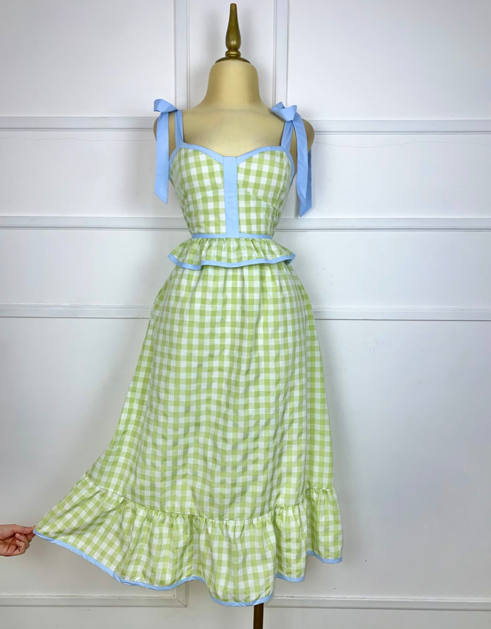 Vestido midi cuadros verdes